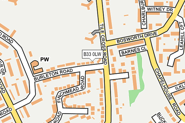 B33 0LW map - OS OpenMap – Local (Ordnance Survey)