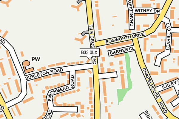 B33 0LX map - OS OpenMap – Local (Ordnance Survey)