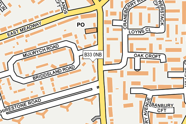 B33 0NB map - OS OpenMap – Local (Ordnance Survey)