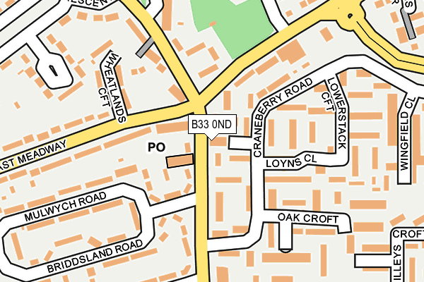 B33 0ND map - OS OpenMap – Local (Ordnance Survey)