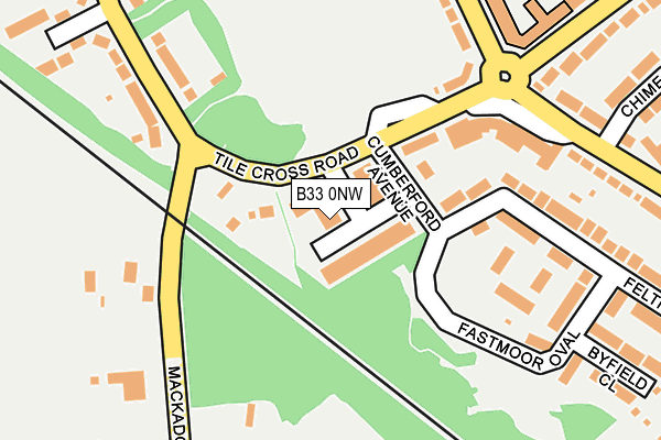 B33 0NW map - OS OpenMap – Local (Ordnance Survey)