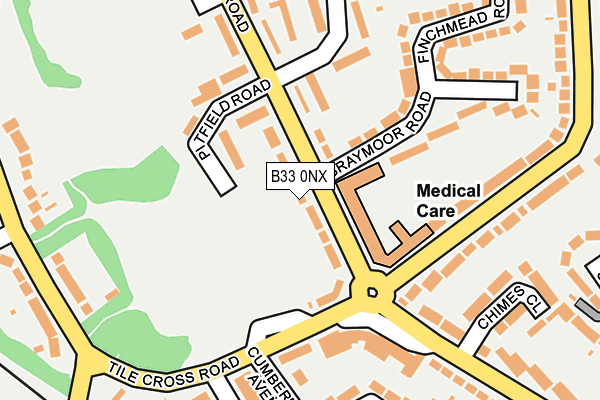 B33 0NX map - OS OpenMap – Local (Ordnance Survey)