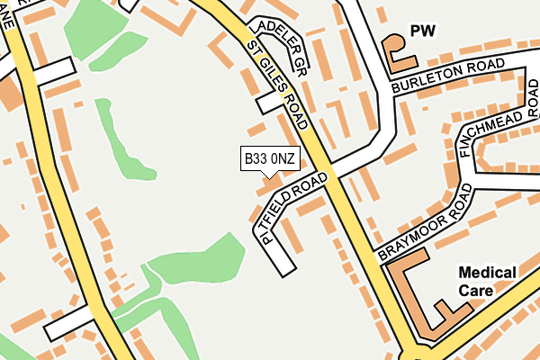 B33 0NZ map - OS OpenMap – Local (Ordnance Survey)