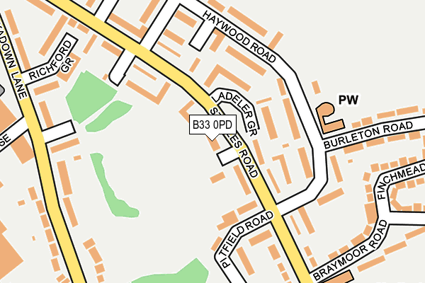 B33 0PD map - OS OpenMap – Local (Ordnance Survey)