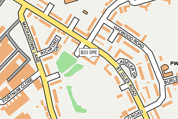 B33 0PE map - OS OpenMap – Local (Ordnance Survey)