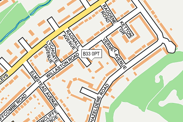 B33 0PT map - OS OpenMap – Local (Ordnance Survey)