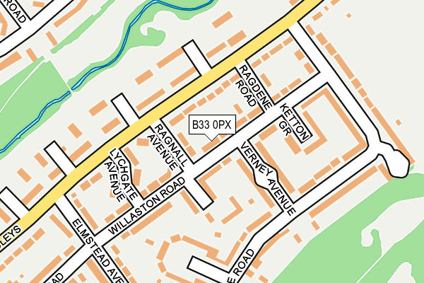 B33 0PX map - OS OpenMap – Local (Ordnance Survey)