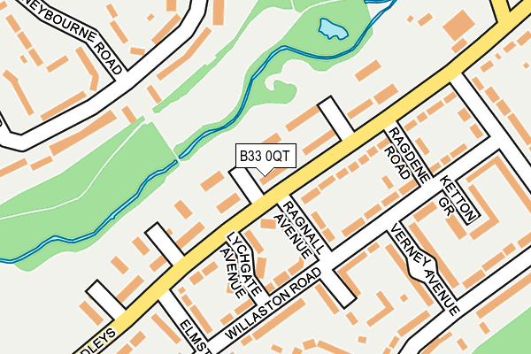 B33 0QT map - OS OpenMap – Local (Ordnance Survey)