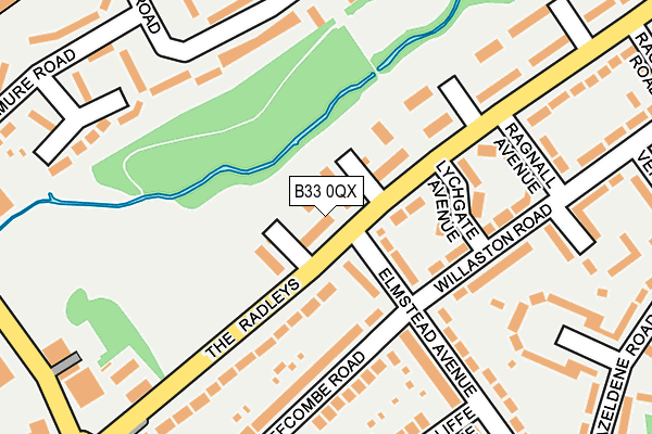 B33 0QX map - OS OpenMap – Local (Ordnance Survey)