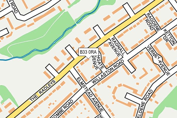 B33 0RA map - OS OpenMap – Local (Ordnance Survey)