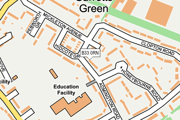 B33 0RN map - OS OpenMap – Local (Ordnance Survey)