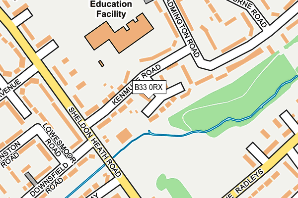 B33 0RX map - OS OpenMap – Local (Ordnance Survey)