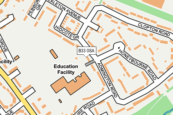 B33 0SA map - OS OpenMap – Local (Ordnance Survey)