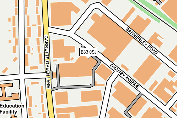 B33 0SJ map - OS OpenMap – Local (Ordnance Survey)