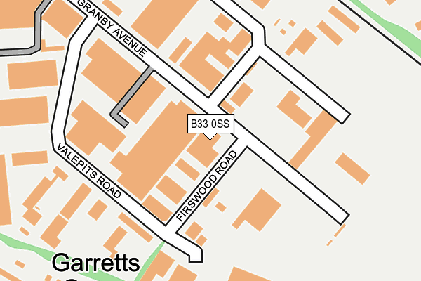 B33 0SS map - OS OpenMap – Local (Ordnance Survey)