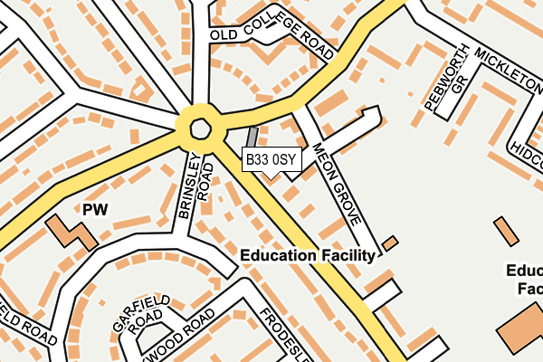 B33 0SY map - OS OpenMap – Local (Ordnance Survey)