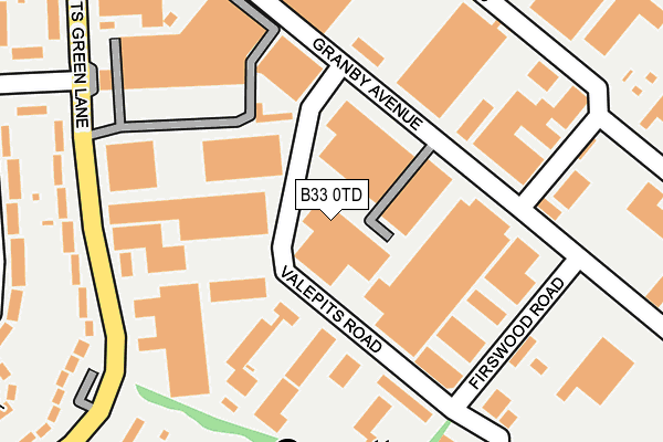 B33 0TD map - OS OpenMap – Local (Ordnance Survey)