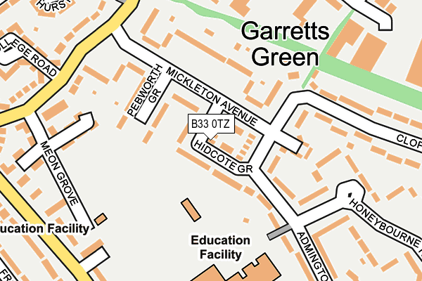 B33 0TZ map - OS OpenMap – Local (Ordnance Survey)