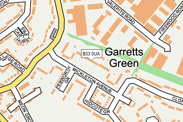 B33 0UA map - OS OpenMap – Local (Ordnance Survey)