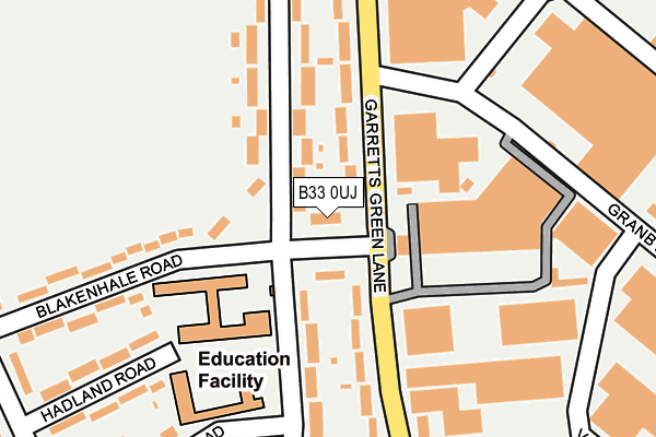 B33 0UJ map - OS OpenMap – Local (Ordnance Survey)