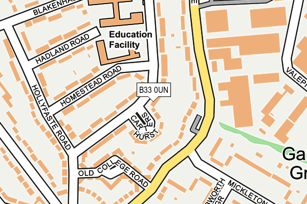 B33 0UN map - OS OpenMap – Local (Ordnance Survey)