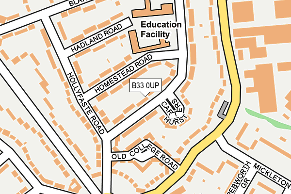 B33 0UP map - OS OpenMap – Local (Ordnance Survey)