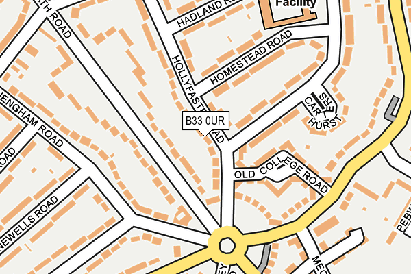 B33 0UR map - OS OpenMap – Local (Ordnance Survey)