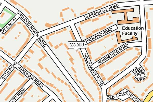 B33 0UU map - OS OpenMap – Local (Ordnance Survey)