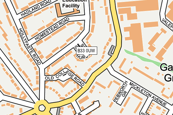 B33 0UW map - OS OpenMap – Local (Ordnance Survey)