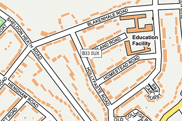 B33 0UX map - OS OpenMap – Local (Ordnance Survey)