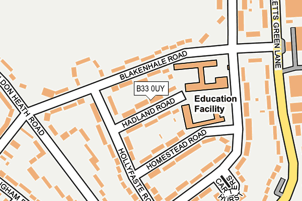 B33 0UY map - OS OpenMap – Local (Ordnance Survey)