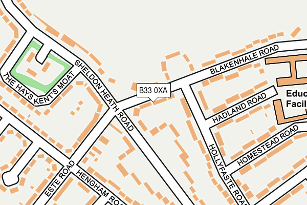 B33 0XA map - OS OpenMap – Local (Ordnance Survey)