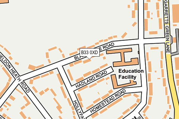 B33 0XD map - OS OpenMap – Local (Ordnance Survey)