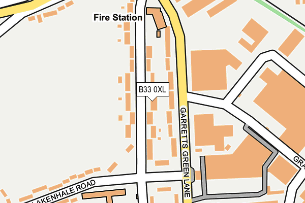 B33 0XL map - OS OpenMap – Local (Ordnance Survey)