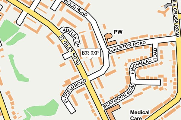 B33 0XP map - OS OpenMap – Local (Ordnance Survey)