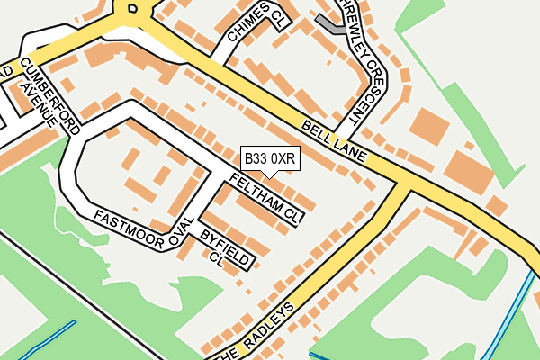 B33 0XR map - OS OpenMap – Local (Ordnance Survey)