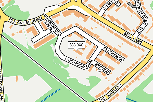 B33 0XS map - OS OpenMap – Local (Ordnance Survey)