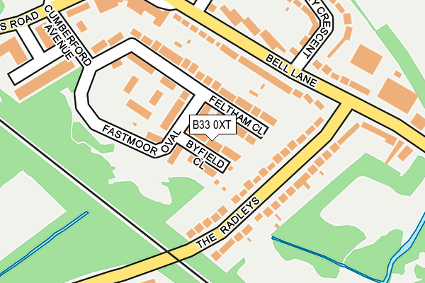 B33 0XT map - OS OpenMap – Local (Ordnance Survey)