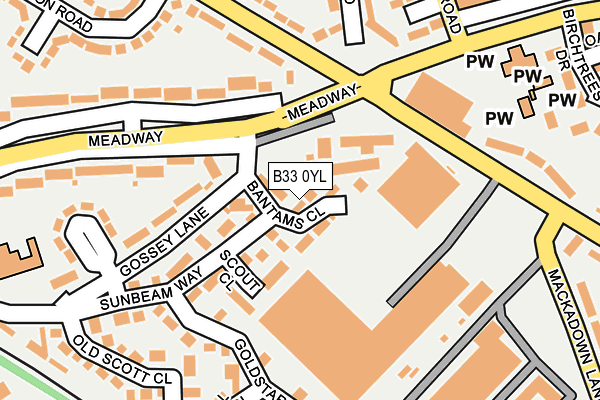 B33 0YL map - OS OpenMap – Local (Ordnance Survey)