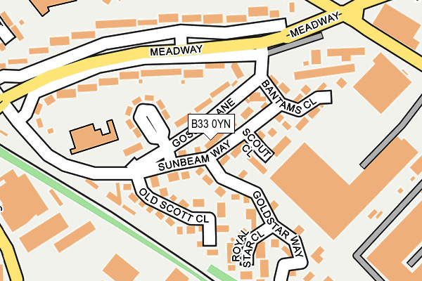 B33 0YN map - OS OpenMap – Local (Ordnance Survey)