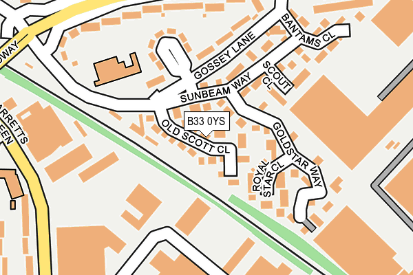 B33 0YS map - OS OpenMap – Local (Ordnance Survey)