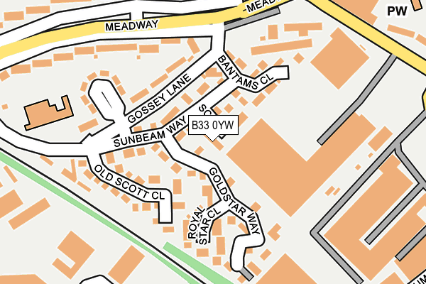 B33 0YW map - OS OpenMap – Local (Ordnance Survey)