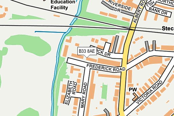 B33 8AE map - OS OpenMap – Local (Ordnance Survey)