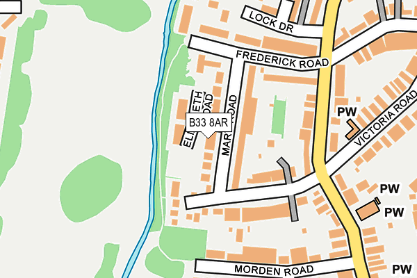 B33 8AR map - OS OpenMap – Local (Ordnance Survey)