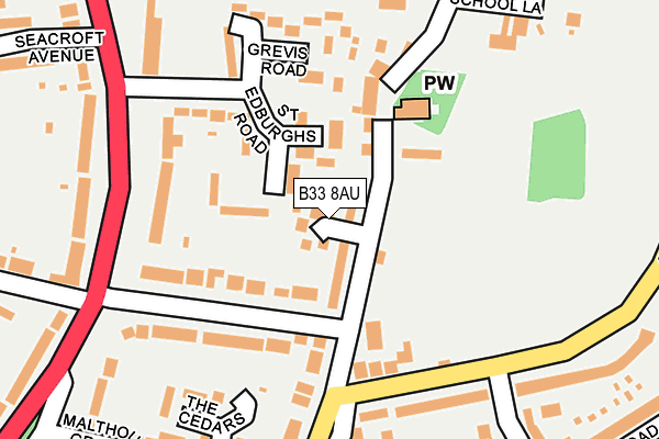 B33 8AU map - OS OpenMap – Local (Ordnance Survey)