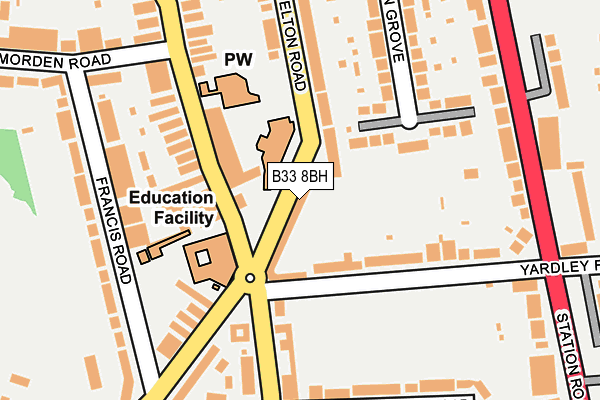 B33 8BH map - OS OpenMap – Local (Ordnance Survey)