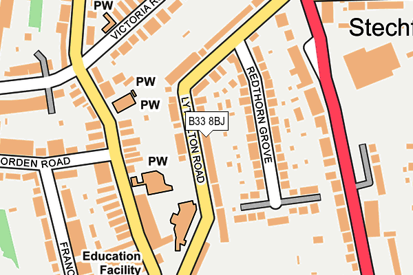 B33 8BJ map - OS OpenMap – Local (Ordnance Survey)