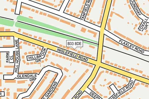 B33 8DE map - OS OpenMap – Local (Ordnance Survey)