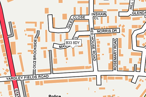 B33 8DY map - OS OpenMap – Local (Ordnance Survey)