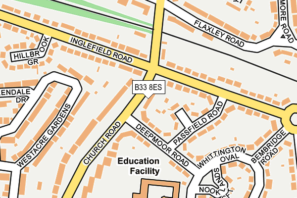 B33 8ES map - OS OpenMap – Local (Ordnance Survey)